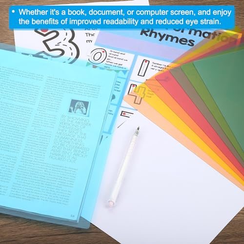 A4 Size Guided Reading Sheet, 6pcs Correction Lighting Gel Filter Colored view 5