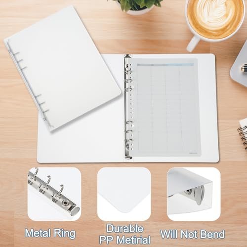 A5 Binder Cover, 4pcs PP 6 Ring Frosted Binder Protector, Transparent view 3