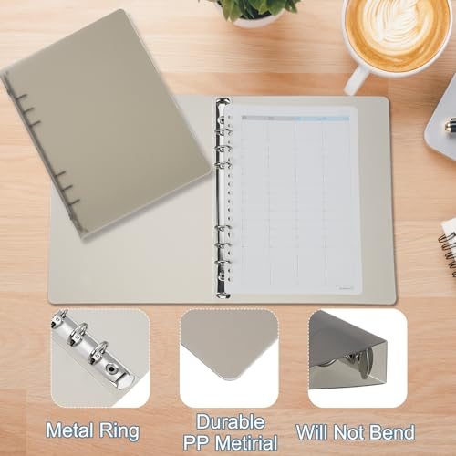A6 Binder Cover, Round Ring Refillable Notebook, Brown view 3