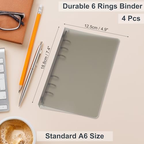 A6 Binder Cover, Round Ring Refillable Notebook, Brown view 2
