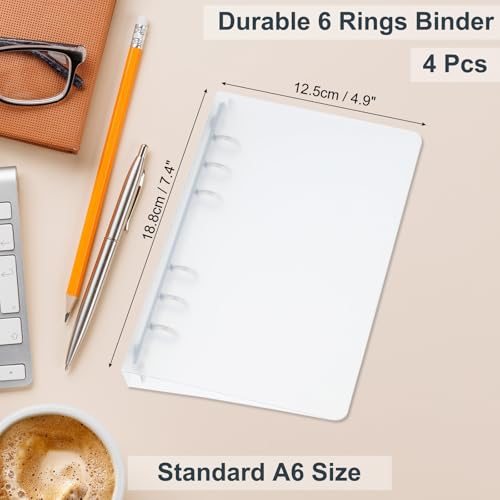 A6 Binder Covers, 4 Pcs PP 6 Ring Loose Leaf Binder Protectors view 2