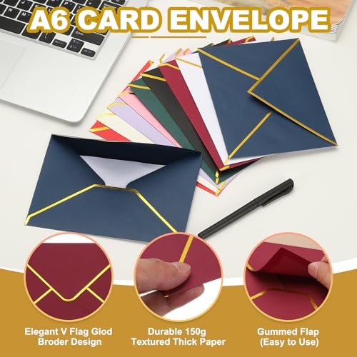 A6 Envelopes, 4x6 Card V Flap Small Envelope, Burgundy view 3
