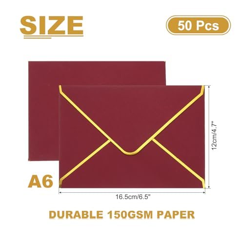 A6 Envelopes, 4x6 Card V Flap Small Envelope, Burgundy view 2