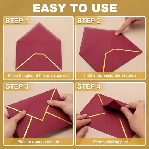 A6 Envelopes, 4x6 Card V Flap Small Envelope, Burgundy view 4