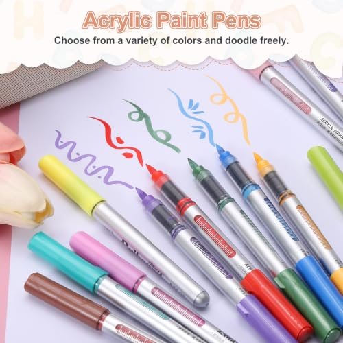 Acrylic Paint Markers, 2Pcs Acrylic Paint Pens Soft Tip Light Pink view 5