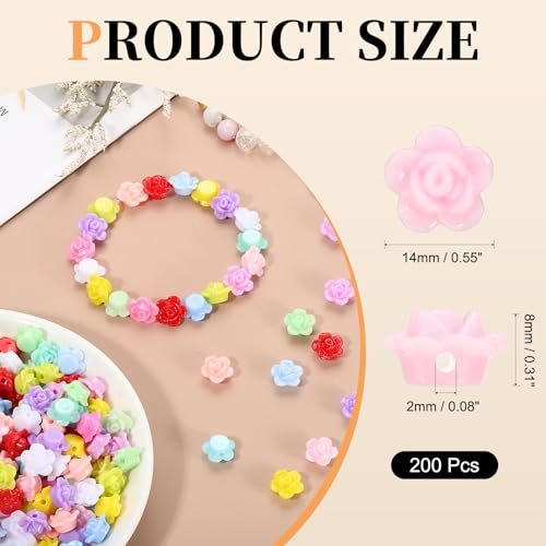 Acrylic Rose Flower Beads Flat Back Light Pink view 2