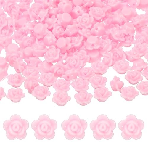 Acrylic Rose Flower Beads Flat Back Light Pink — PATIKIL
