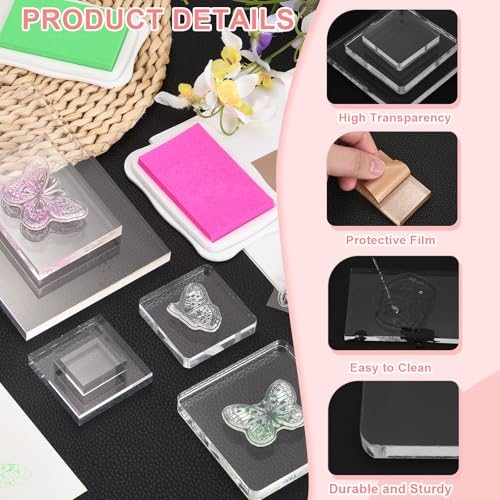 Acrylic Stamp Block Clear Stamping Block 3.1" x 2.4", Decorative Mounting view 3