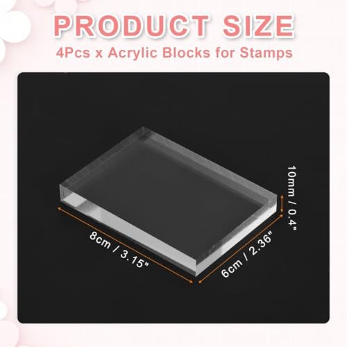 Acrylic Stamp Block Clear Stamping Block 3.1" x 2.4", Decorative Mounting view 2