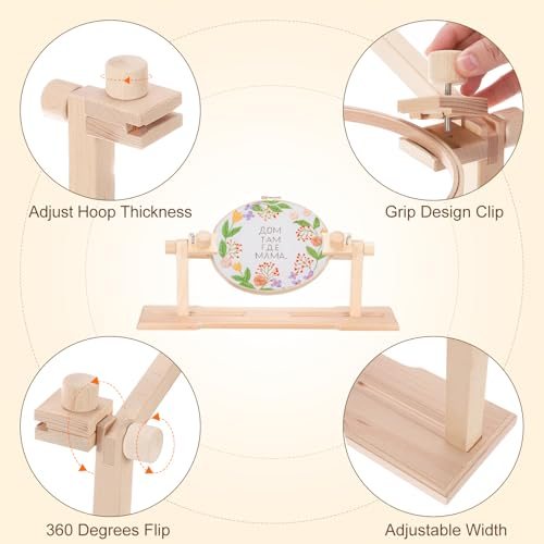 Adjustable Embroidery Hoop Stand Beech Wood Cross Stitch Hoop view 4