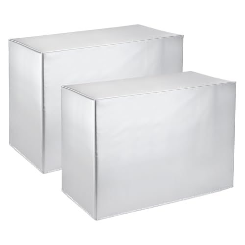 Air Conditioner Cover 34x14x24 Inch Coated Polyester Silver 2 Pcs — PATIKIL