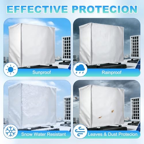 Air Conditioner Cover 34x14x24 Inch Coated Polyester Silver 2 Pcs view 3