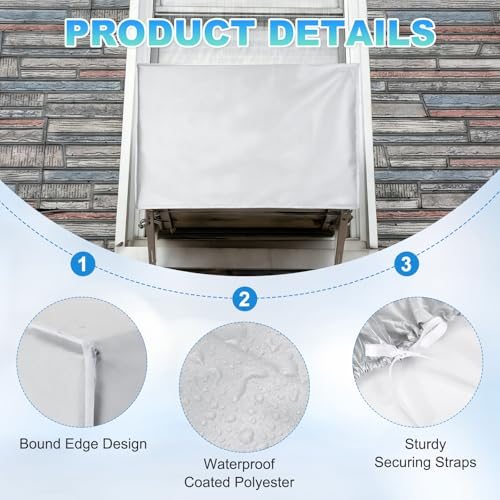 Air Conditioner Cover 34x14x24 Inch Coated Polyester Silver 2 Pcs view 4