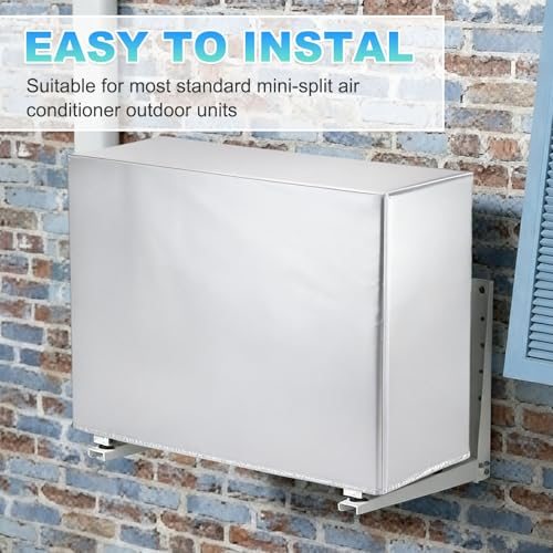 Air Conditioner Cover 34x14x24 Inch Coated Polyester Silver 2 Pcs view 5