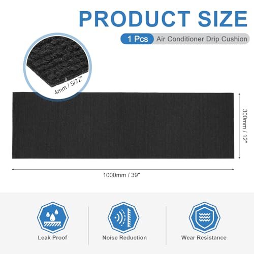 Air Conditioner Drip Cushion 39"x12"x5/32 Black AC Rain Cover view 2