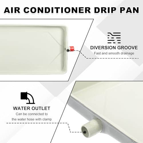 Air Conditioner Drip Tray, 25 x 4.7 Inch (63 x 12 cm) Galvanized, Metal view 3