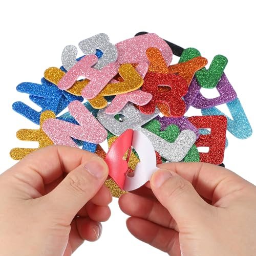 Alphabet Foam Stickers, 104Pcs Letters A-Z EVA Self Adhesive Glitters view 3
