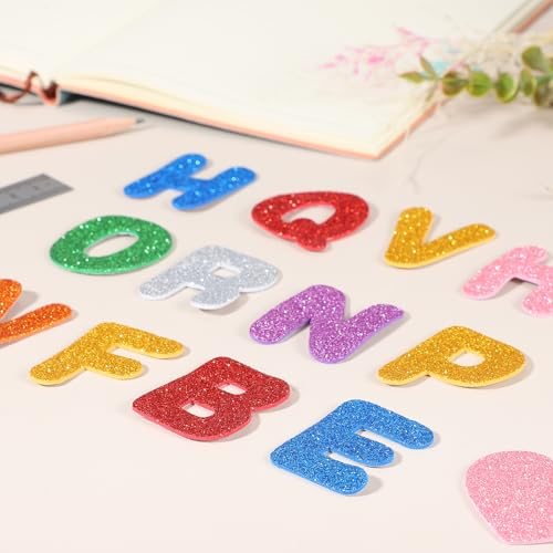 Alphabet Foam Stickers, 104Pcs Letters A-Z EVA Self Adhesive Glitters view 5