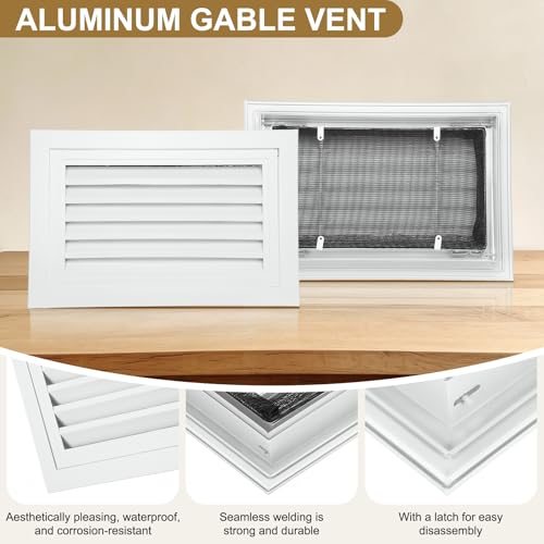 Aluminum Gable Vent Return Grille 10 x 16 Inch White, Gable Louver Air view 3