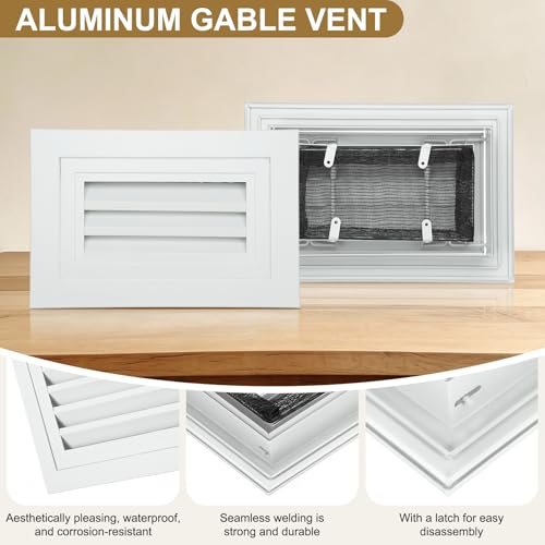 Aluminum Gable Vent Return Grille 6 x 10 Inch White, Gable Louver Air view 3