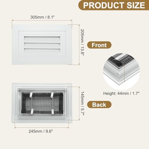 Aluminum Gable Vent Return Grille 6 x 10 Inch White, Gable Louver Air view 2
