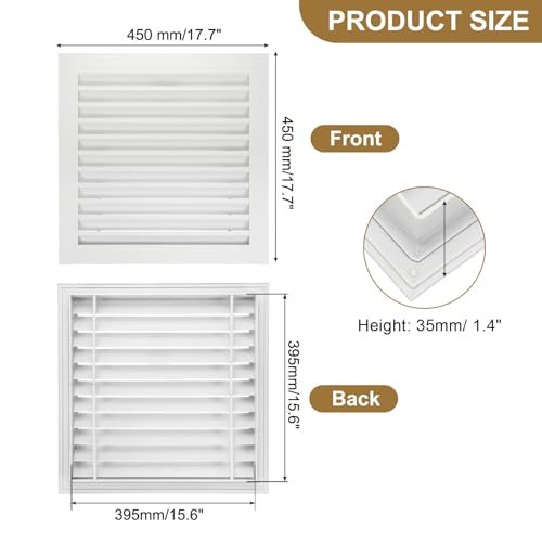 Aluminum Return Grille 16Inch Air Supply Vent Cover White, Linear Bar view 2