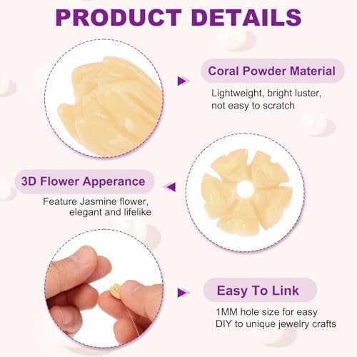 Apricot Coral Flower Beads 9x7mm Artificial Jasmine, Flower Shell Floral view 3
