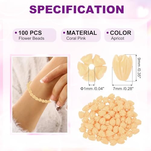 Apricot Coral Flower Beads 9x7mm Artificial Jasmine, Flower Shell Floral view 2