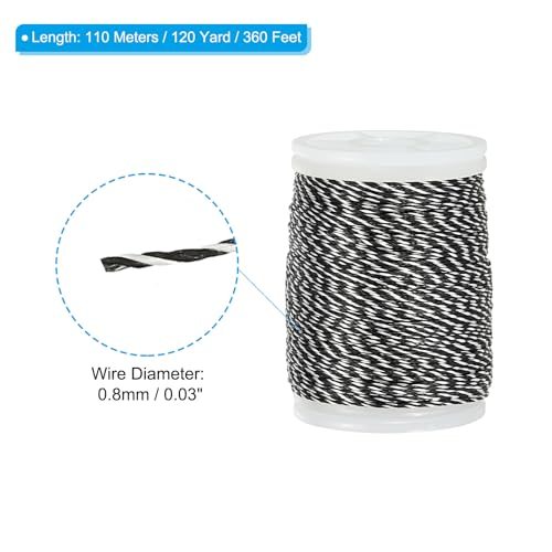 Archery Bow String Serving Thread 120yd/110M, 0.8mm, Black White view 2
