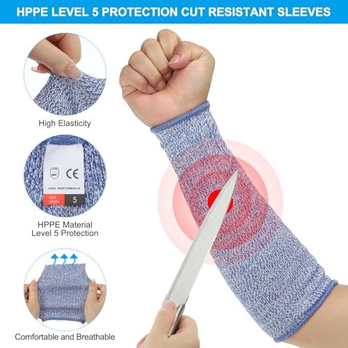 Arm Safety Protectors Sleeves Forearm Sleeve HPPE Level 5 Protection view 3