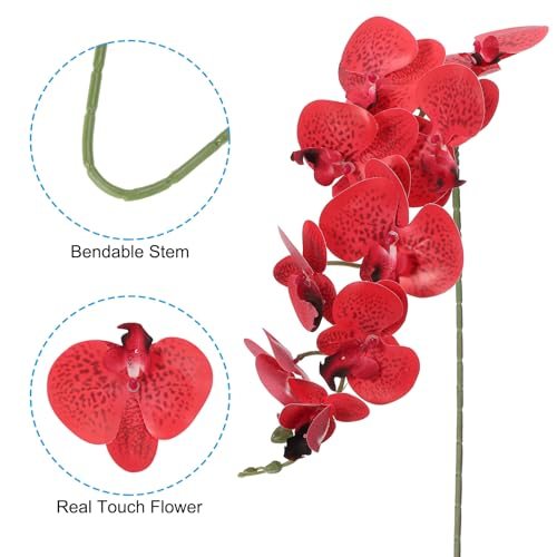 Artificial Orchid Stems 41", 3 Pack 9 Heads Faux Phalaenopsis Flowers view 3