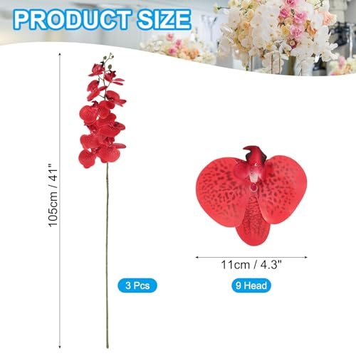 Artificial Orchid Stems 41", 3 Pack 9 Heads Faux Phalaenopsis Flowers view 2
