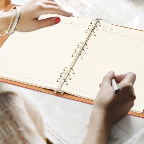 B5 Refillable Leather Notebook, 9 Ring Hardcover Binder Notebook 96 Sheets view 5
