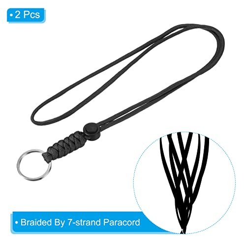 Badge Lanyard with Keyring 18 Inch, 2 Pack Necklace Keychain Cord Metal view 3