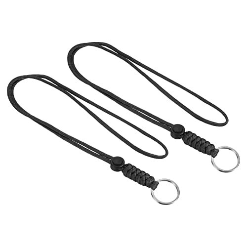 Badge Lanyard with Keyring 18 Inch, 2 Pack Necklace Keychain Cord Metal — PATIKIL