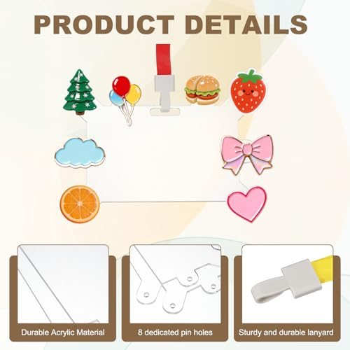 Badge Pin Holder, 2Pcs 8 Hole Acrylic Display Badge Adapter, Horizontal view 3