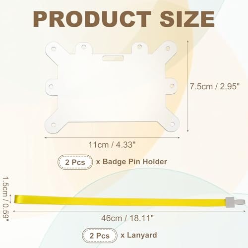 Badge Pin Holder, 2Pcs 8 Hole Acrylic Display Badge Adapter, Horizontal view 2