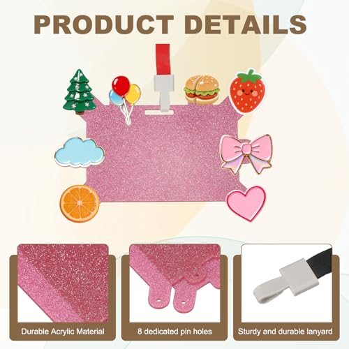Badge Pin Holder 8 Hole Acrylic Display Badge Adapter Pink/Black view 3