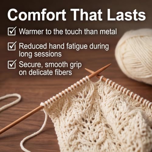 Bamboo Double Pointed Knitting Needles Set 3mm 8" Length, Knitting view 4