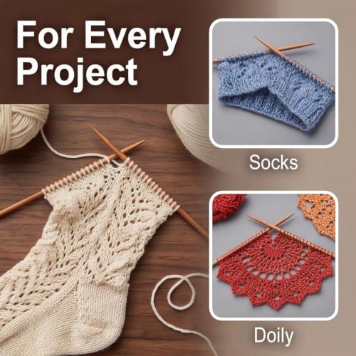 Bamboo Double Pointed Knitting Needles Set 3mm 8" Length, Knitting view 5