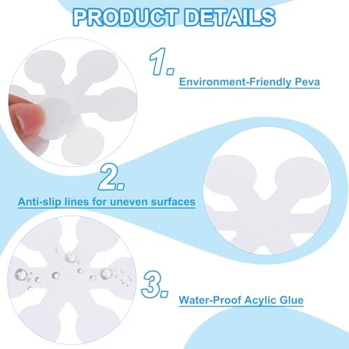 Bathtub Non Slip Stickers 3.15x3.15 Inch, 12 Pack Snowflake Safety Shower view 3