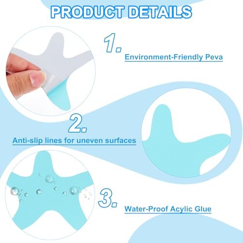 Bathtub Non Slip Stickers 3.86x3.86 Inch, 12 Pack Starfish Safety Shower view 3