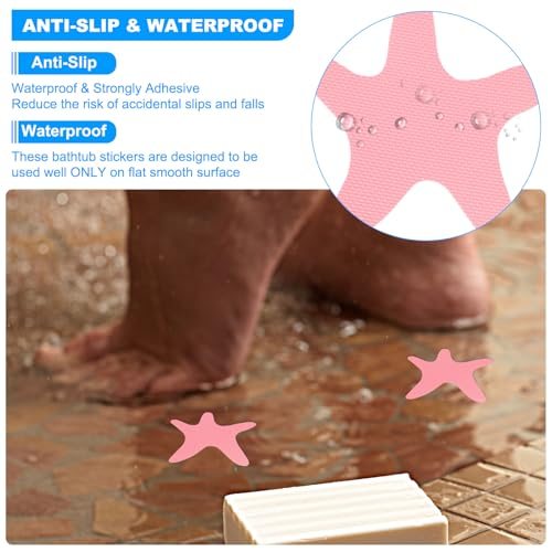 Bathtub Non Slip Stickers 3.86x3.86 Inch, 12 Pack Starfish Safety Shower view 5