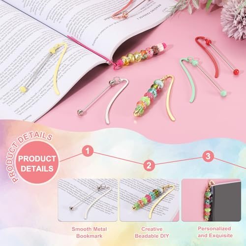 Beadable Bookmarks, 20 Pcs Beaded Bookmark DIY Metal Blank Bar Bulk view 3