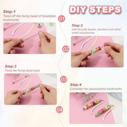 Beadable Bookmarks, 20 Pcs Beaded Bookmark DIY Metal Blank Bar Bulk view 4