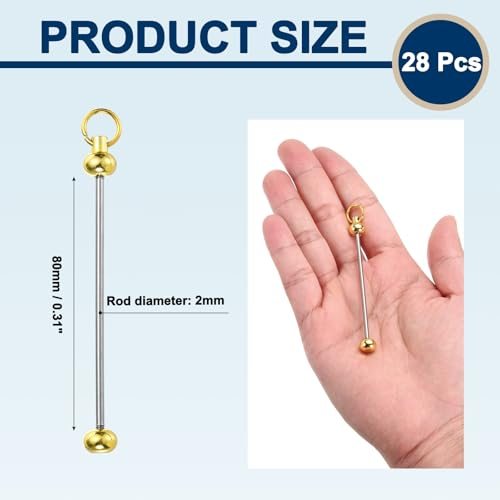 Beadable Keychain Bar Blanks Beaded Bulk Key Chain Rod, Gold, Bulk Making view 2