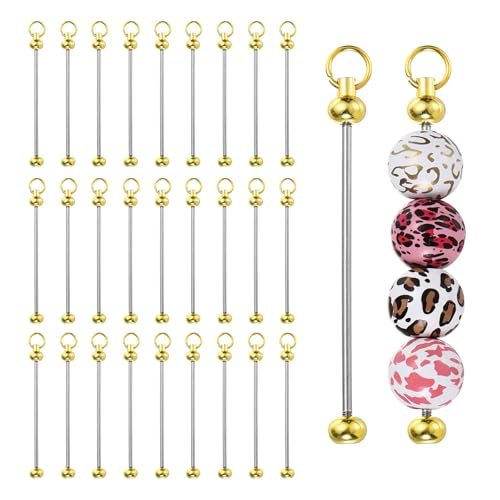 Beadable Keychain Bar Blanks Beaded Bulk Key Chain Rod, Gold, Bulk Making — PATIKIL