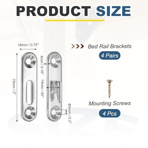 Bed Rail Brackets 3", Carbon Steel Bed Rail Fasteners Hardware Single Hook view 2