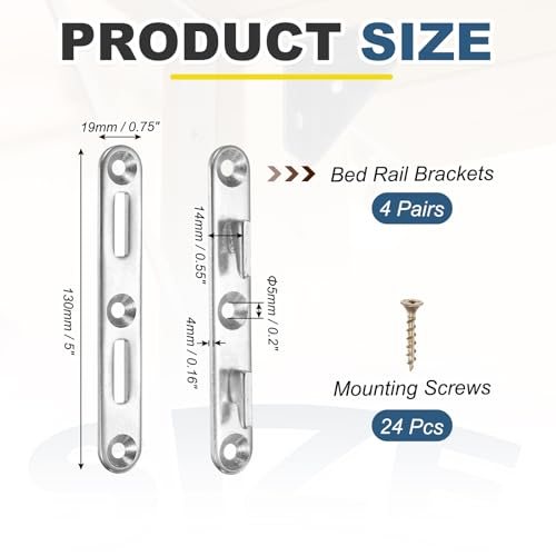 Bed Rail Brackets 5", Carbon Steel Bed Rail Fasteners Single Hook view 2