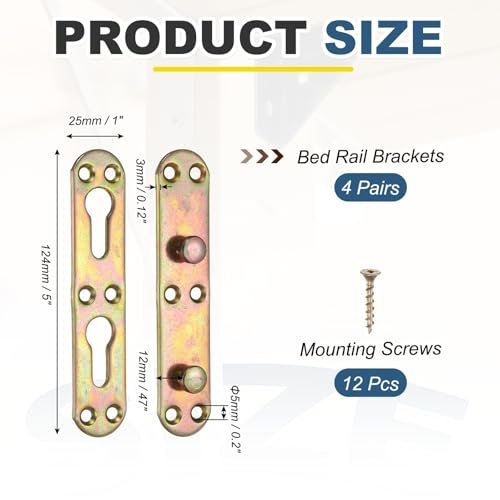Bed Rail Brackets 5" Carbon Steel Fasteners Hardware Colorful view 2